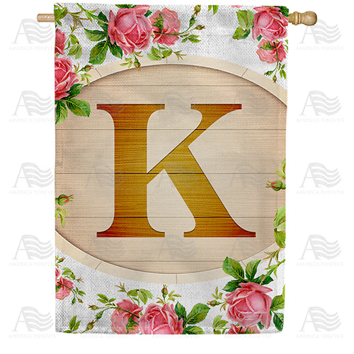 Country Roses Monogram Double Sided House Flag