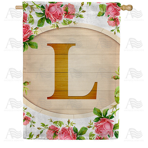 Country Roses Monogram Double Sided House Flag