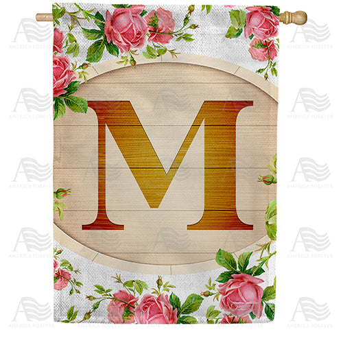 Country Roses Monogram Double Sided House Flag