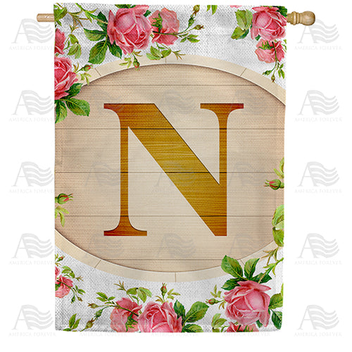 Country Roses Monogram Double Sided House Flag
