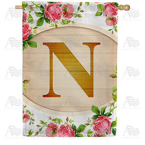 Country Roses Monogram Double Sided House Flag