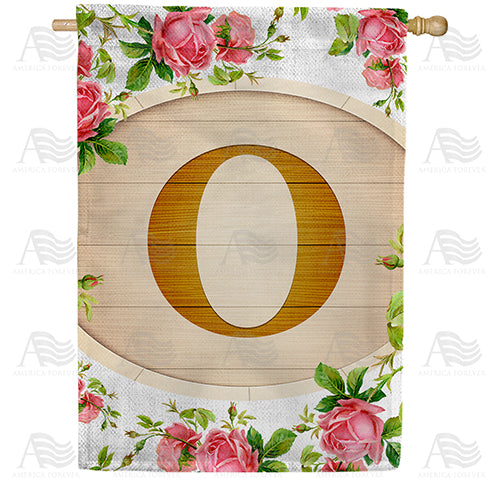 Country Roses Monogram Double Sided House Flag