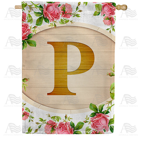 Country Roses Monogram Double Sided House Flag