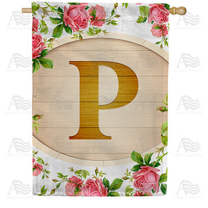 Country Roses Monogram Double Sided House Flag