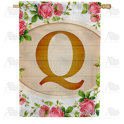 Country Roses Monogram Double Sided House Flag