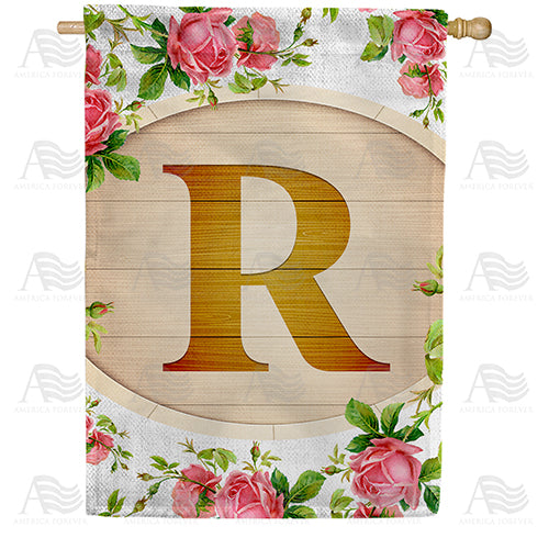 Country Roses Monogram Double Sided House Flag