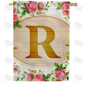 Country Roses Monogram Double Sided House Flag