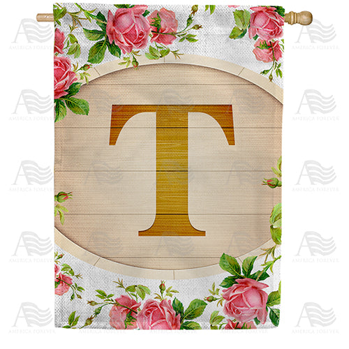 Country Roses Monogram Double Sided House Flag