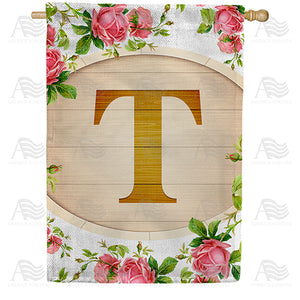 Country Roses Monogram Double Sided House Flag