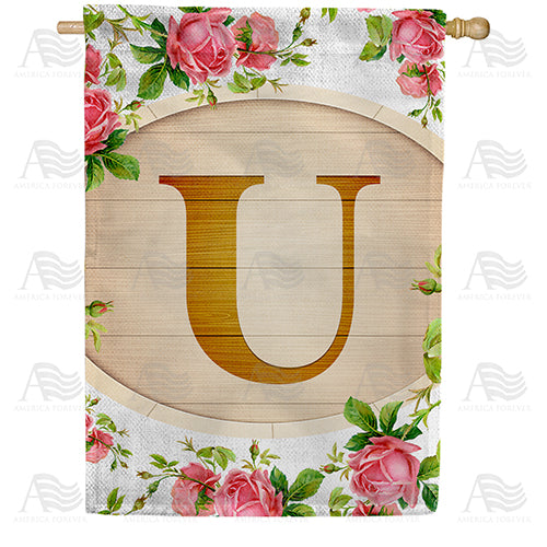 Country Roses Monogram Double Sided House Flag