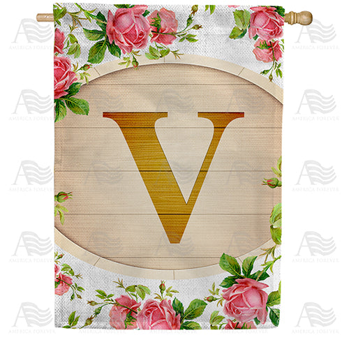 Country Roses Monogram Double Sided House Flag