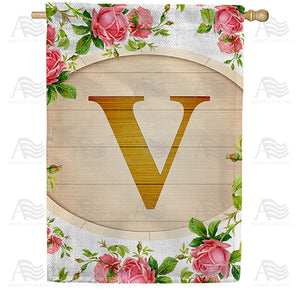 Country Roses Monogram Double Sided House Flag