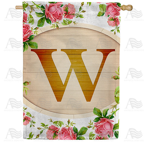 Country Roses Monogram Double Sided House Flag
