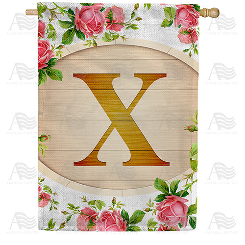 Country Roses Monogram Double Sided House Flag