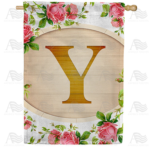 Country Roses Monogram Double Sided House Flag