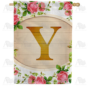 Country Roses Monogram Double Sided House Flag