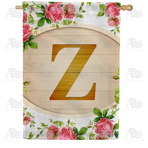 Country Roses Monogram Double Sided House Flag