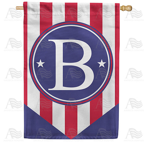Red, White And Blue Emblem Monogram Double Sided House Flag