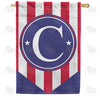 Red, White And Blue Emblem Monogram Double Sided House Flag