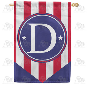Red, White And Blue Emblem Monogram Double Sided House Flag