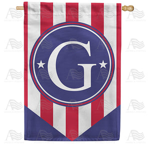 Red, White And Blue Emblem Monogram Double Sided House Flag