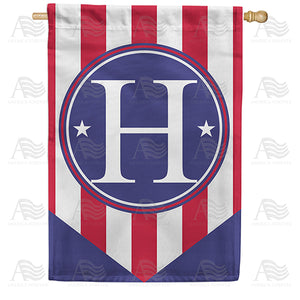 Red, White And Blue Emblem Monogram Double Sided House Flag