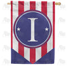 Red, White And Blue Emblem Monogram Double Sided House Flag