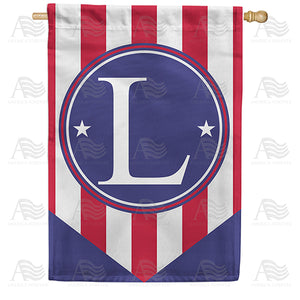 Red, White And Blue Emblem Monogram Double Sided House Flag