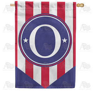 Red, White And Blue Emblem Monogram Double Sided House Flag