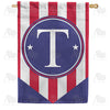 Red, White And Blue Emblem Monogram Double Sided House Flag