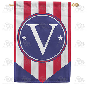 Red, White And Blue Emblem Monogram Double Sided House Flag