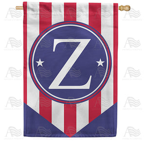 Red, White And Blue Emblem Monogram Double Sided House Flag