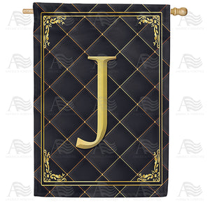 Quilted Royalty Monogram Double Sided House Flag