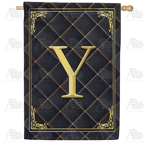 Quilted Royalty Monogram Double Sided House Flag