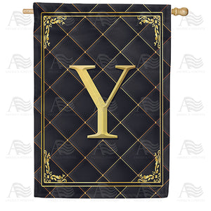 Quilted Royalty Monogram Double Sided House Flag