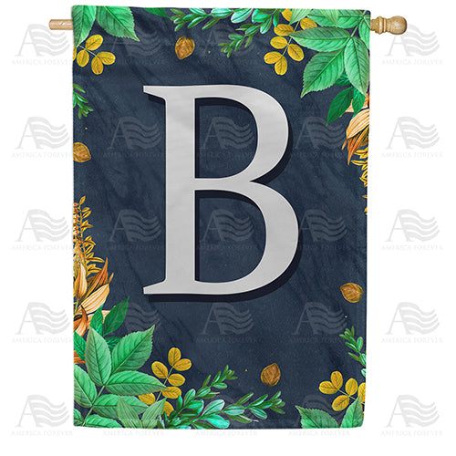 Fern On Slate Monogram Double Sided House Flag