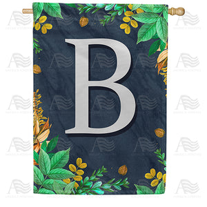 Fern On Slate Monogram Double Sided House Flag
