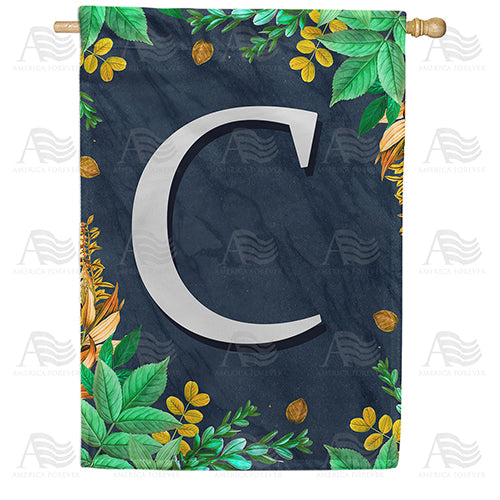 Fern On Slate Monogram Double Sided House Flag