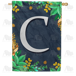 Fern On Slate Monogram Double Sided House Flag