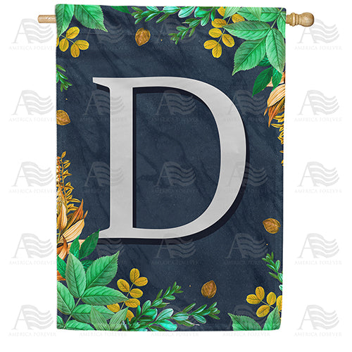 Fern On Slate Monogram Double Sided House Flag