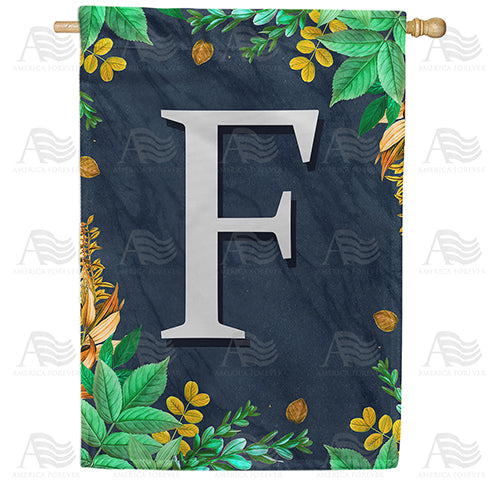Fern On Slate Monogram Double Sided House Flag