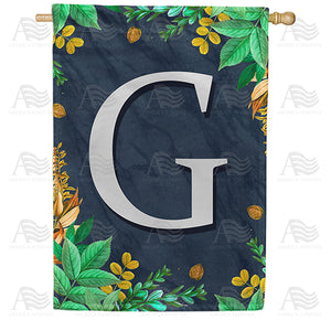 Fern On Slate Monogram Double Sided House Flag