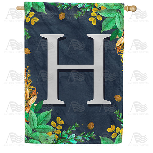 Fern On Slate Monogram Double Sided House Flag