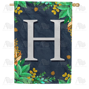 Fern On Slate Monogram Double Sided House Flag