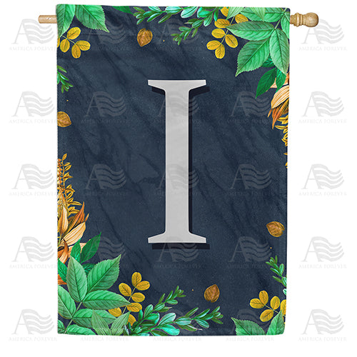 Fern On Slate Monogram Double Sided House Flag