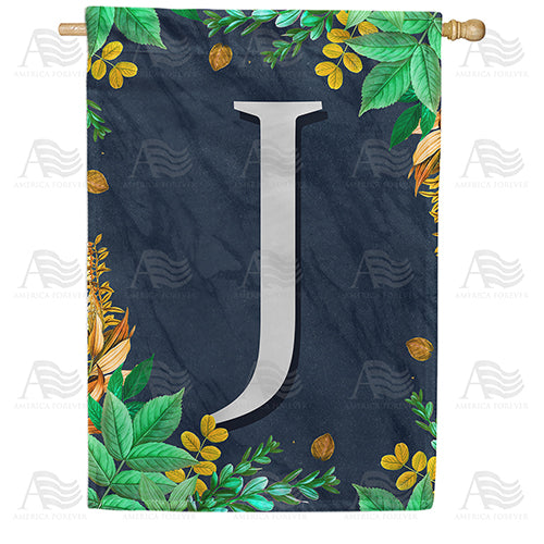 Fern On Slate Monogram Double Sided House Flag