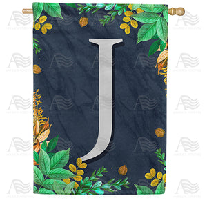 Fern On Slate Monogram Double Sided House Flag