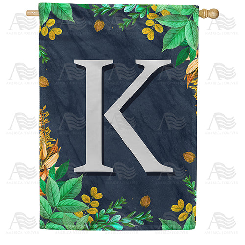 Fern On Slate Monogram Double Sided House Flag