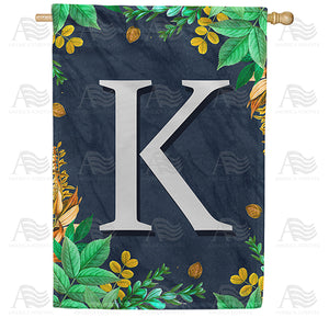 Fern On Slate Monogram Double Sided House Flag