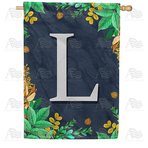 Fern On Slate Monogram Double Sided House Flag